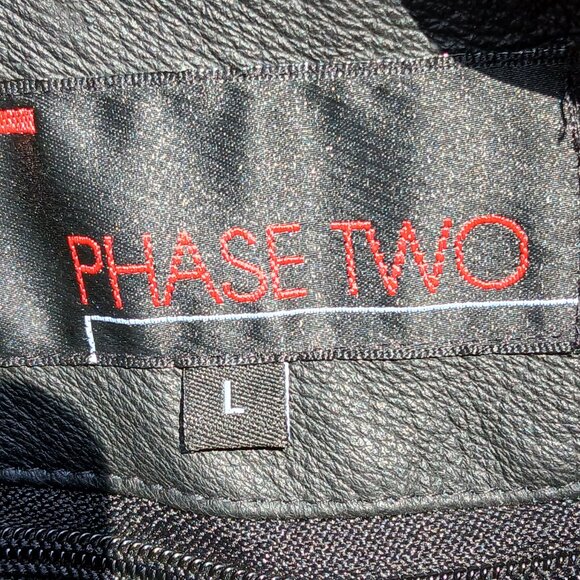 Vintage 90's Black Leather Warm Double Lined Car Coat Many Pockets & Details SzL - Picture 9 of 16